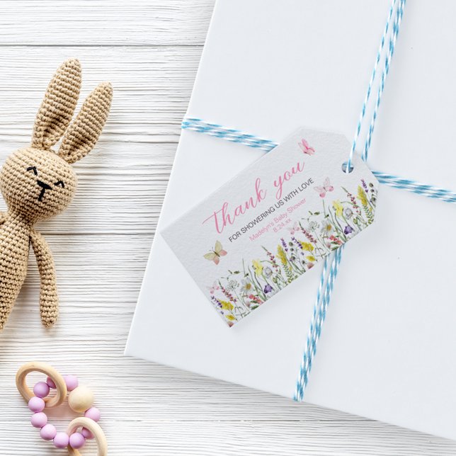 Wildblommor Butterfly Watercolor Tack Presentetikett (Skapare uppladdad)