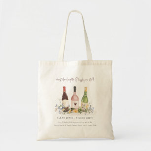 Wildblommor Cheers till Kärlek Vin Flaskor Bröllop Tygkasse