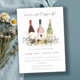 Wildblommor Cheers Vin Flaskor Par Shower Inbjudningar