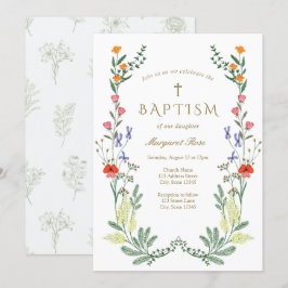 Wildblommor Christening Inbjudningar