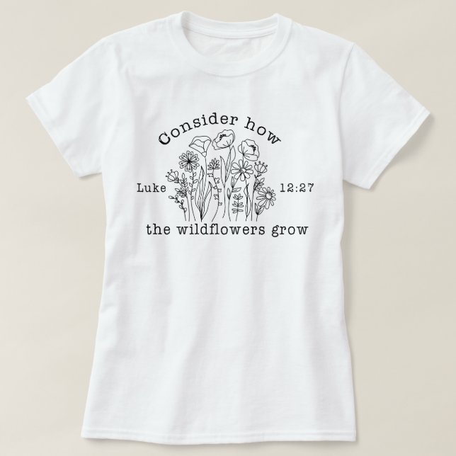 Wildblommor Christian Bible Verse Scripture T Shirt (Design framsida)