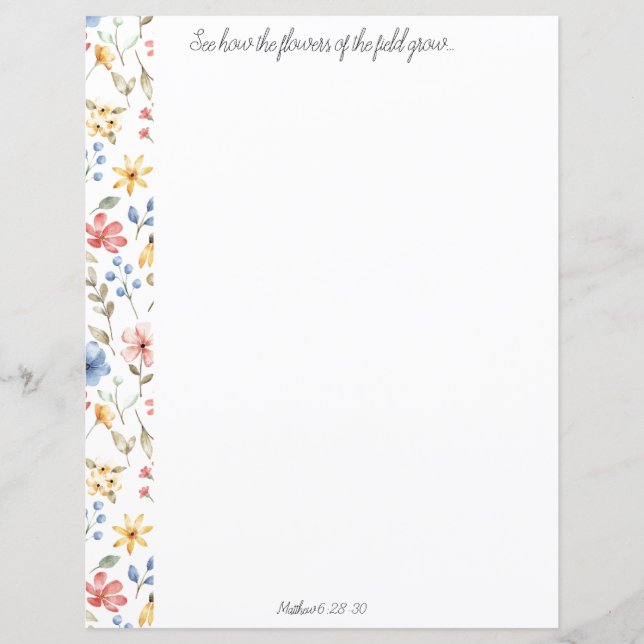 Wildblommor Christian Stationery (Framsida)