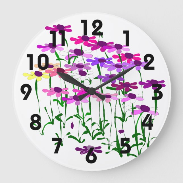 Wildblommor Clock Stor Klocka (Framsida)