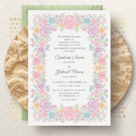 Wildblommor Colorful Garden Wedding Inbjudningar
