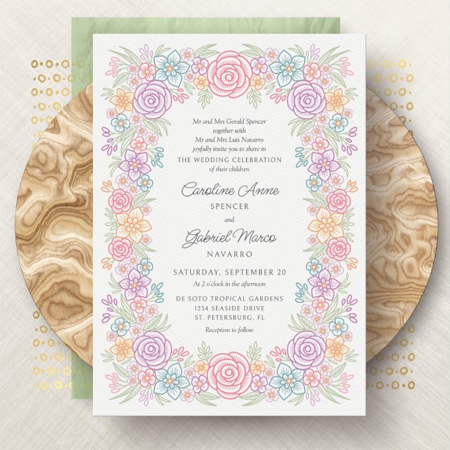 Wildblommor Colorful Garden Wedding Inbjudningar (Skapare uppladdad)