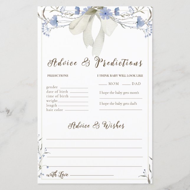 Wildblommor Coquette Bow Advice & Predence Cards (Framsida)