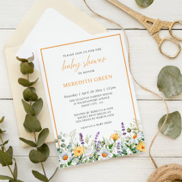 Wildblommor Daisy Lavender Boho Garden Baby Shower Inbjudningar