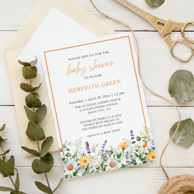 Wildblommor Daisy Lavender Boho Garden Baby Shower Inbjudningar (Skapare uppladdad)
