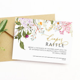 Wildblommor Diaper Raffle Card Tilläggskort