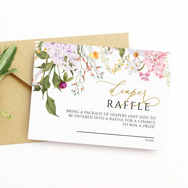 Wildblommor Diaper Raffle Card Tilläggskort (Skapare uppladdad)