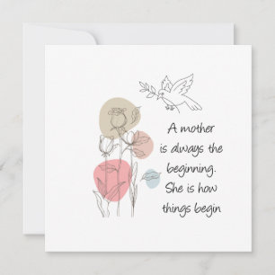 Wildblommor Dove Beige Rosa Teal Mors dag Card