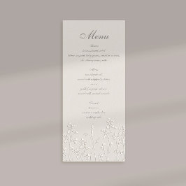Wildblommor Ecru Faux Embossed Classic Bröllop Meny