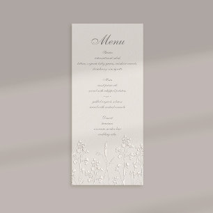 Wildblommor Ecru Faux Embossed Classic Bröllop Meny