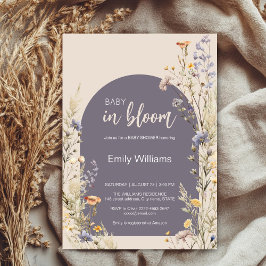 Wildblommor elegant boho babydusch inbjudningar
