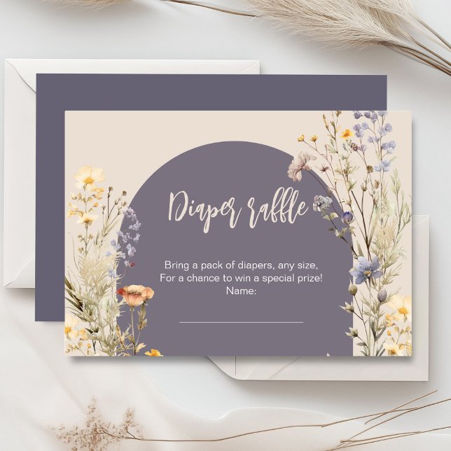 Wildblommor elegant boho babydusch tilläggskort (Little wildflower baby shower invitation rustic boho watercolor botanical meadow, baby in bloom)
