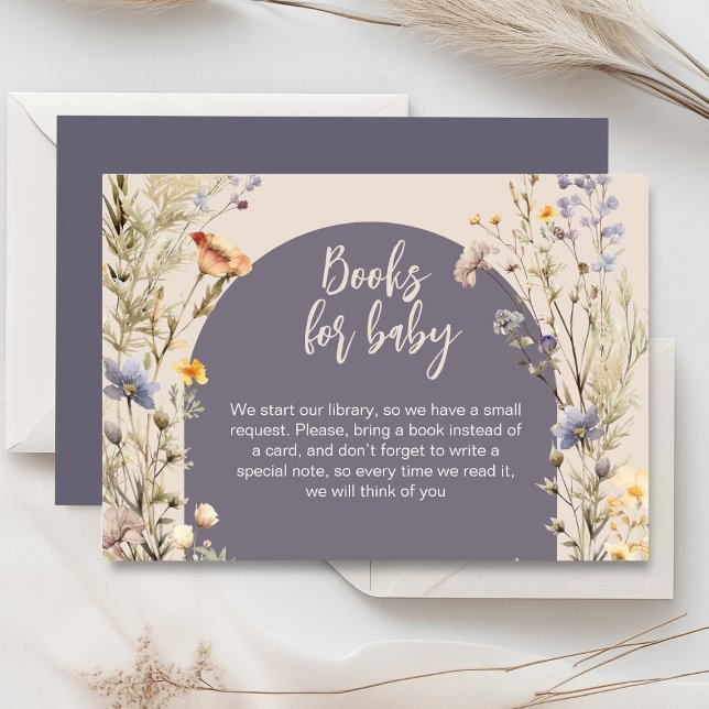 Wildblommor elegant boho babydusch tilläggskort (Little wildflower baby shower invitation rustic boho watercolor botanical meadow, baby in bloom)