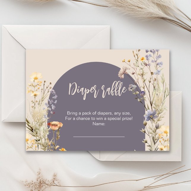 Wildblommor elegant boho babydusch tilläggskort (A little wildflower elegant rustic boho watercolor baby shower invitation, baby in bloom)