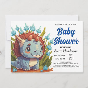 Wildblommor Elegant Boho Dinosaur Boy Shower Inbjudningar