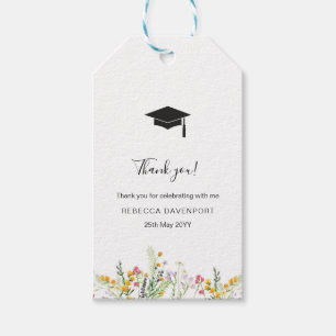 Wildblommor elegant Studenten Tack Presentetikett