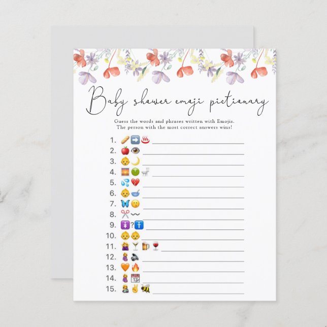 Wildblommor Emoji bild-babydusch (Fram/baksida)