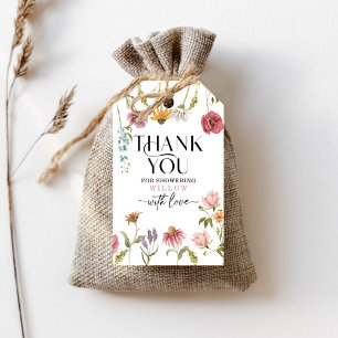 Wildblommor Fält Boho Favor Tag Presentetikett