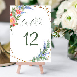 Wildblommor Faux Gold Foil Geometric Ram Rustic Bordsnummer