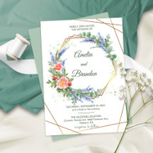 Wildblommor Faux Gold Foil Ram Rustic Bröllop