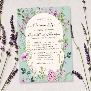 Wildblommor Firande av Life Memorial Funeral Inbjudningar