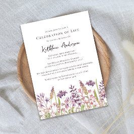 Wildblommor Firande i Life Funeral Memorial Inbjudningar