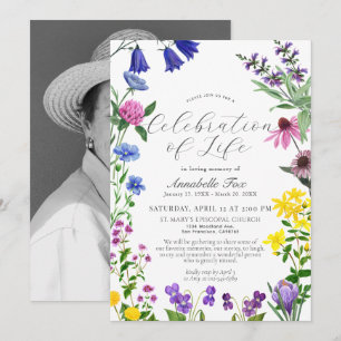 Wildblommor Firande i Life Funeral Memorial Inbjudningar