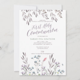 Wildblommor First Heliga Communion Inbjudningar