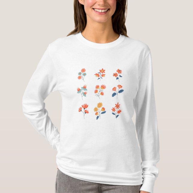 Wildblommor Flowers Botanical T Shirt (Framsida)