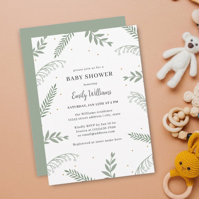 Wildblommor Foliage Gender Neutral Baby Shower Inbjudningar (Skapare uppladdad)