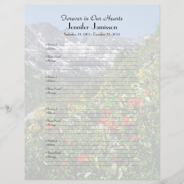 Wildblommor för inloggningssidan Memorial Bok (Framsida)