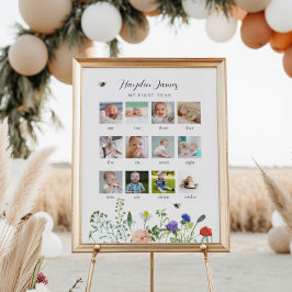 Wildblommor - första året Fototecken på födelsedag Poster