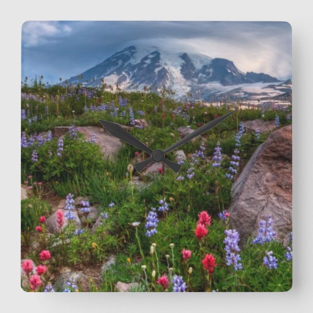 Wildblommor Fyrkantig Klocka (Framsida)