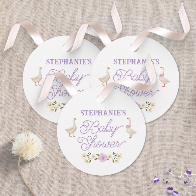 Wildblommor Geese Watercolor Baby Shower Gåvor Etiketter (Skapare uppladdad)