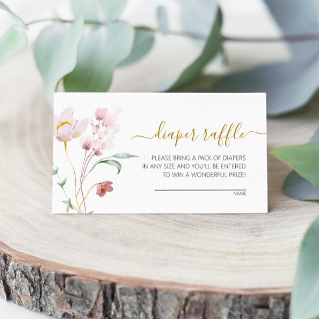 Wildblommor Gentle Baby Shower Diaper Raffle Tilläggskort (Skapare uppladdad)