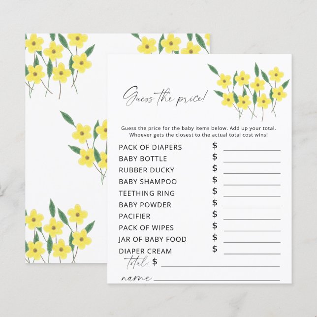 Wildblommor gissar prist spel (Fram/baksida)