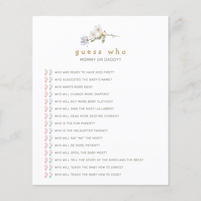 Wildblommor gissar vem babyvisaren spelar (Framsida)