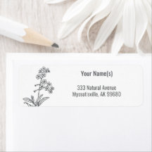 Wildblommor Glöm-me-not Black and White Blommigt