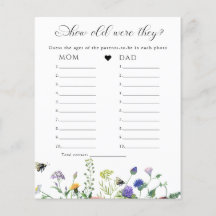 Wildblommor Greenery Baby Shower Game