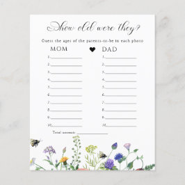 Wildblommor Greenery Baby Shower Game