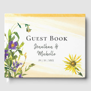Wildblommor Gult Blue Greenery Bible Verse Gästböcker
