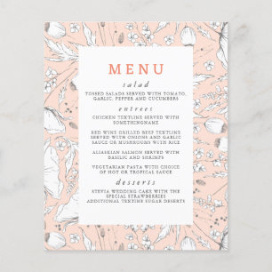 Wildblommor Hand-dragen Elegant Peach Bröllop Flygblad