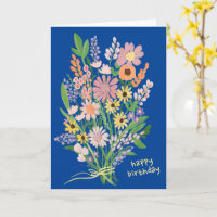 Wildblommor Handmålat Gouache Grattis på födelseda