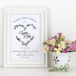Wildblommor Heart Tårar of Joy Bröllop Quote Poster