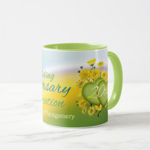 Wildblommor Hearts 20:e Bröllop-årsdagen Party Mugg