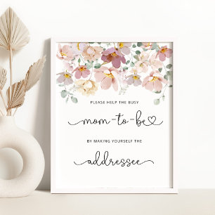 Wildblommor hjälper Busy Mamma Adress och Kuvert Poster