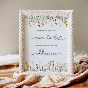 Wildblommor hjälper Busy Mamma Adress och Kuvert Poster